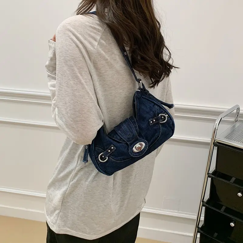 Denim Shoulder Bag for Women 2025 Trendy Casual Handbag - Image 6