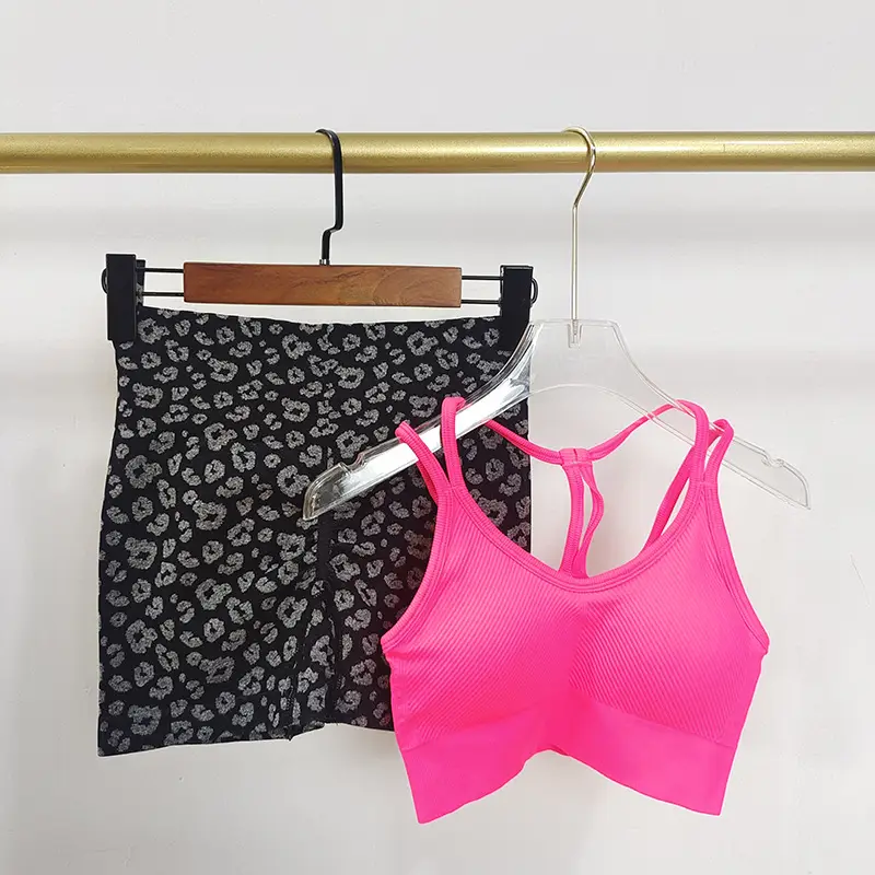 Sexy Hot Girl Fitness Suit Women's Leopard Print Sports Shorts High Waist Hip Training Beautiful Back Two-Piece Sportswear — feature 10