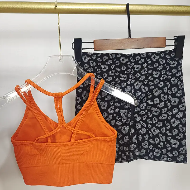 Sexy Hot Girl Fitness Suit Women's Leopard Print Sports Shorts High Waist Hip Training Beautiful Back Two-Piece Sportswear — feature 2