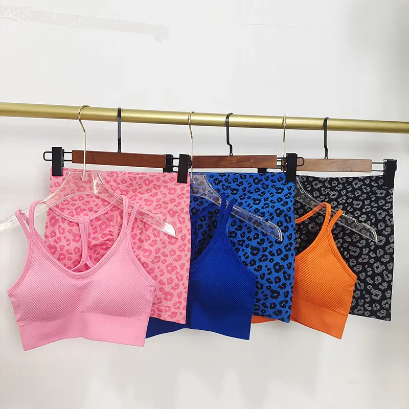 Sexy Hot Girl Fitness Suit Women's Leopard Print Sports Shorts High Waist Hip Training Beautiful Back Two-Piece Sportswear — feature 5