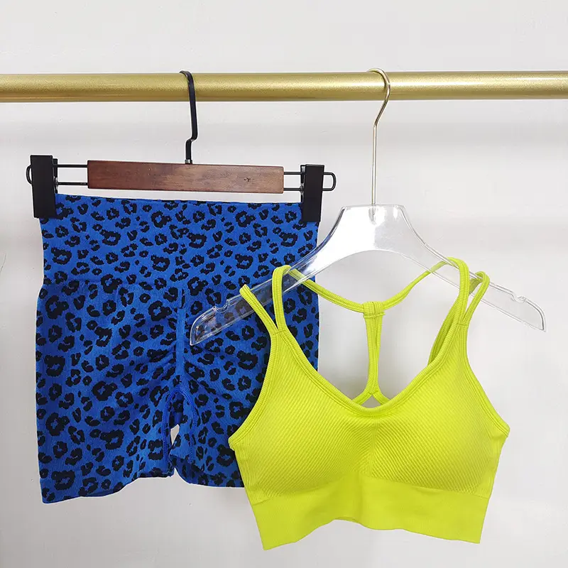 Sexy Hot Girl Fitness Suit Women's Leopard Print Sports Shorts High Waist Hip Training Beautiful Back Two-Piece Sportswear — feature 7