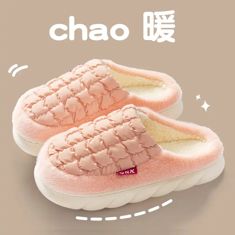 Pink Cotton Slippers for Women Winter Warm Indoor Wear - Image 10