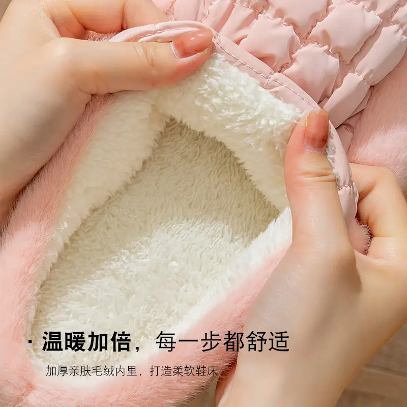 Pink Cotton Slippers for Women Winter Warm Indoor Wear - Image 12