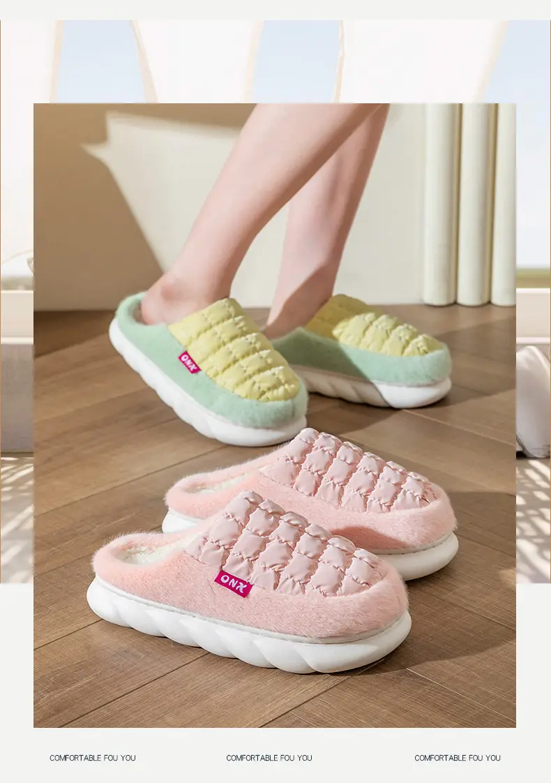 Pink Cotton Slippers for Women Winter Warm Indoor Wear — feature 12