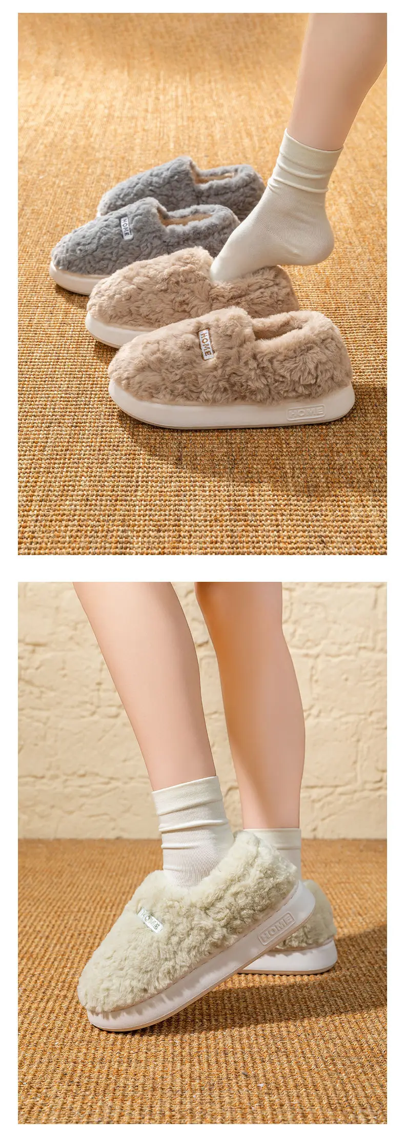 2025 Winter Plush Cotton Slippers with Heel — feature 14