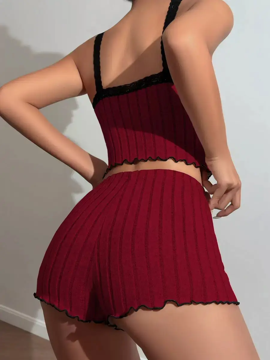 Hot-Selling New Women's Pajamas on Independent Platforms, Women's Camisole Shorts with Lace, Sexy Set, Loungewear That Can Be Worn Outside — feature 10