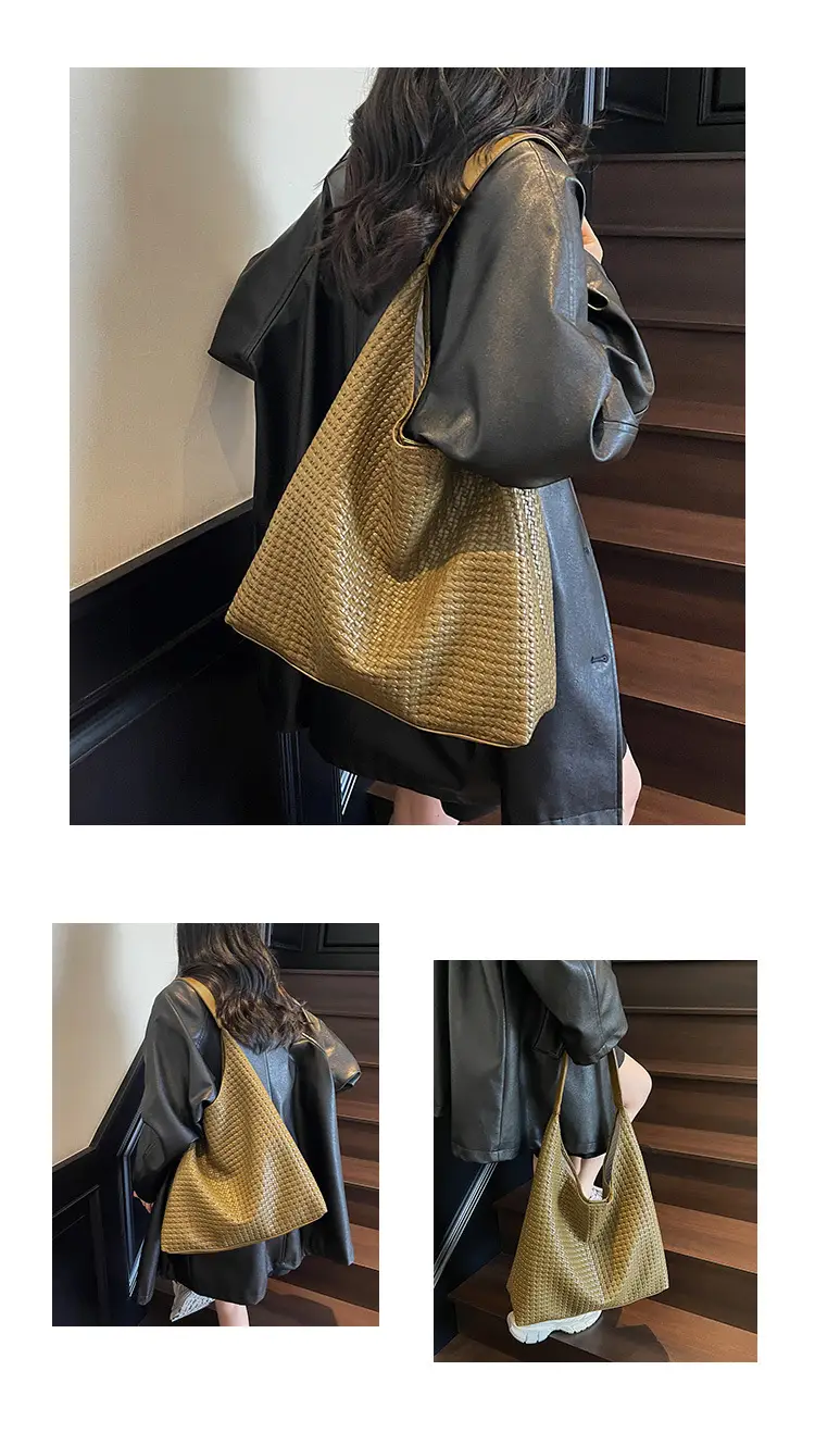 Women Woven Bag Tan Large Capacity Shoulder Bag — feature 10