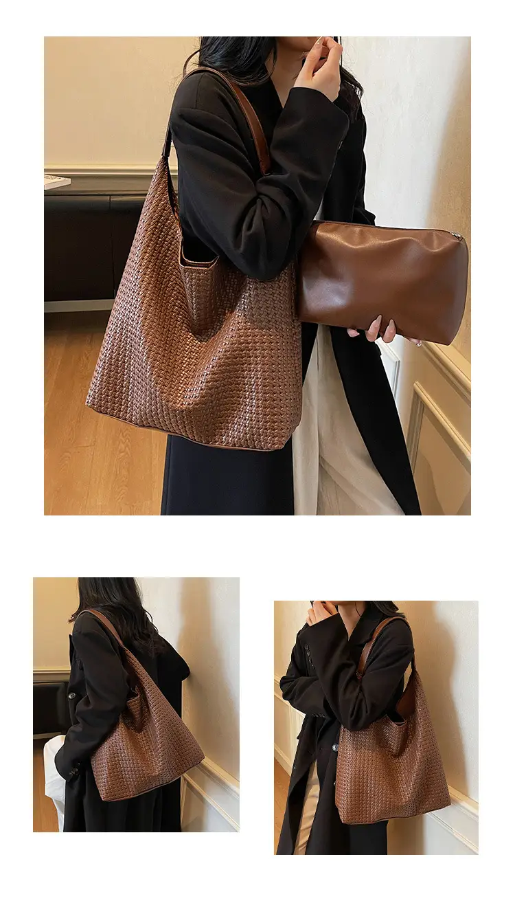 Women Woven Bag Tan Large Capacity Shoulder Bag — feature 12