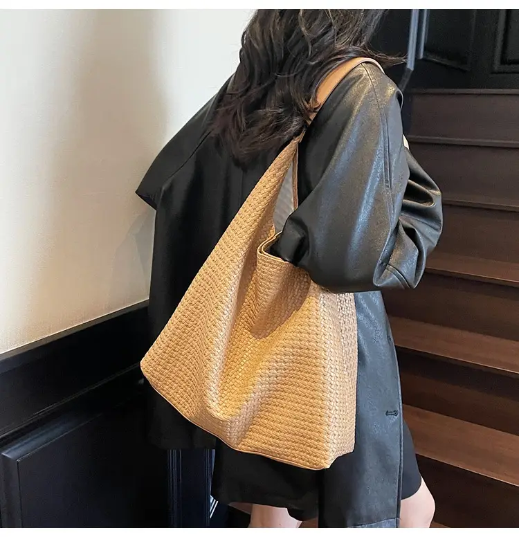 Women Woven Bag Tan Large Capacity Shoulder Bag — feature 22