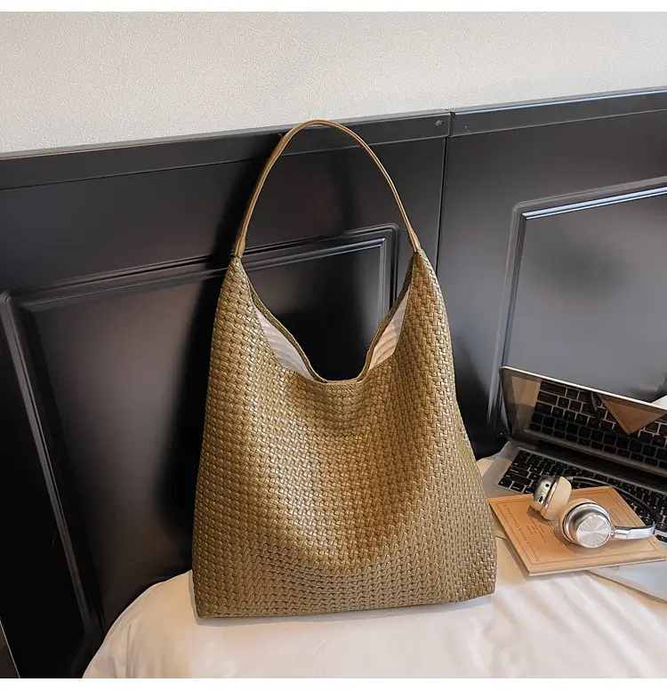 Women Woven Bag Tan Large Capacity Shoulder Bag — feature 24