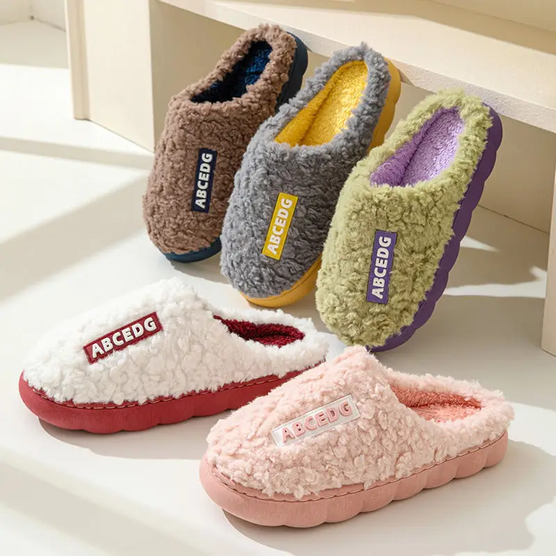 Warm Plush Cotton Slippers for Men Women Winter Indoor - Image 20