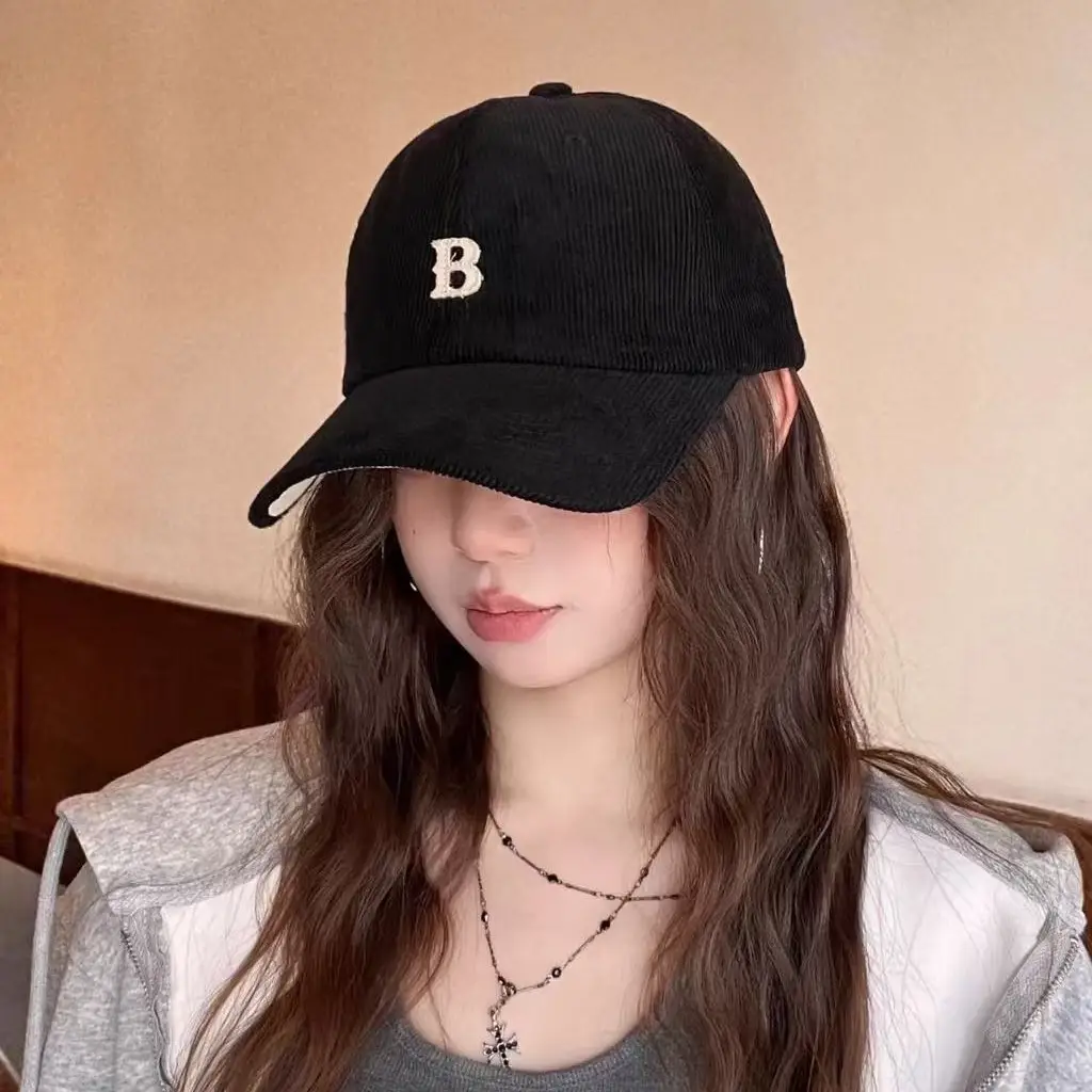 Women Navy Blue Duckbill Cap with Lettering - Image 9
