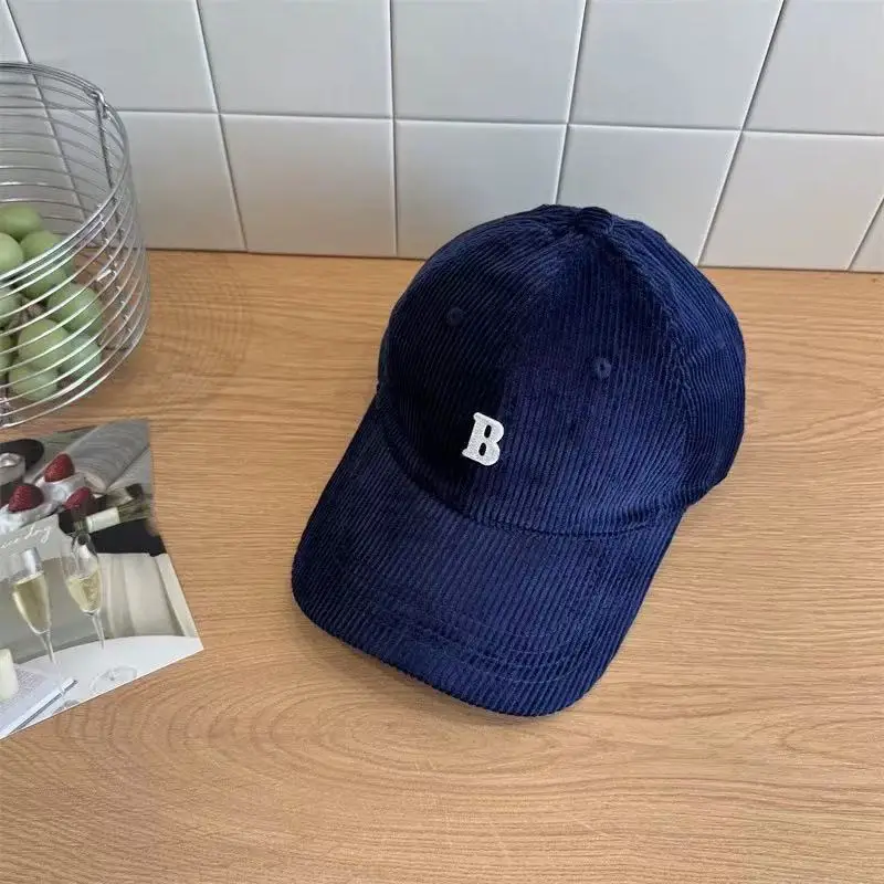 Women Navy Blue Duckbill Cap with Lettering - Image 10