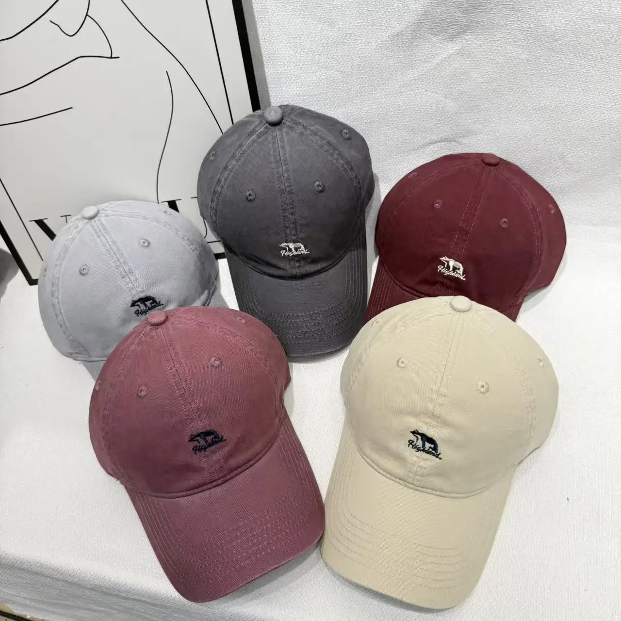 Men's Beige Bear Logo Baseball Cap with Curved Brim - Image 9