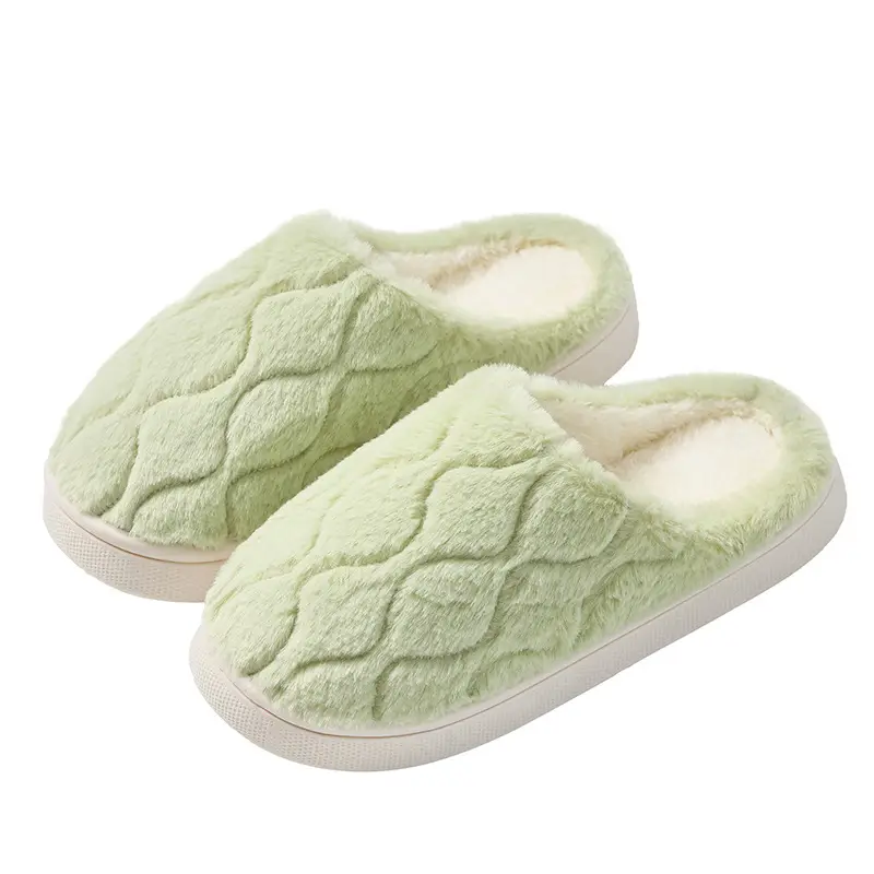 Autumn Winter Men's Furry Plush Slippers Pink