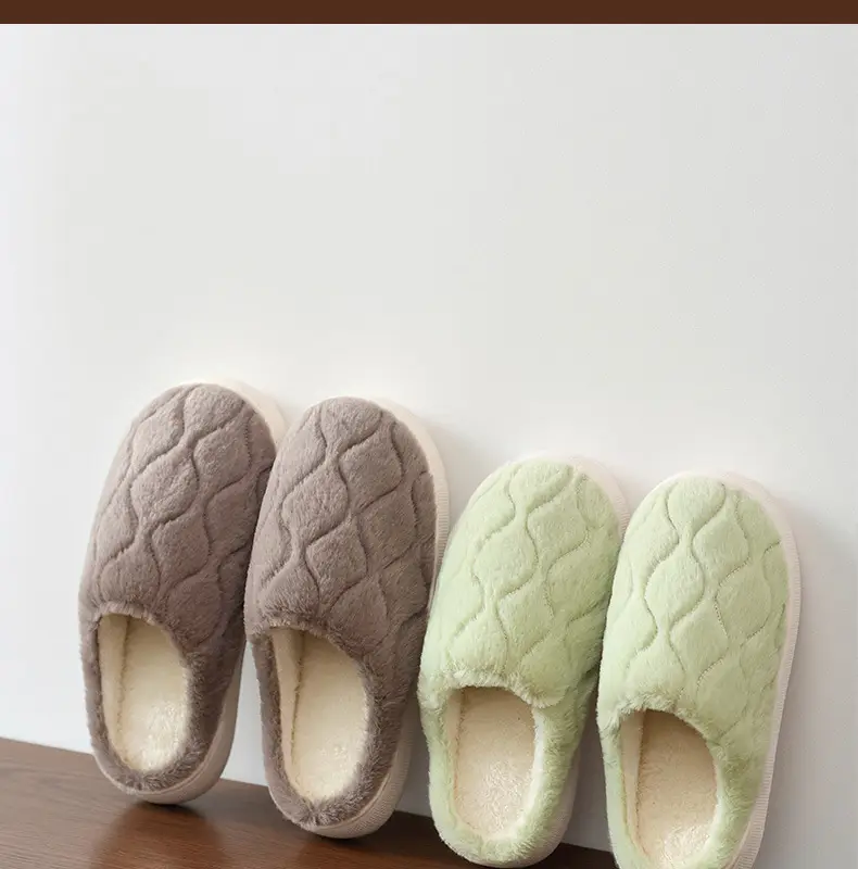 Autumn Winter Men's Furry Plush Slippers Pink — feature 15