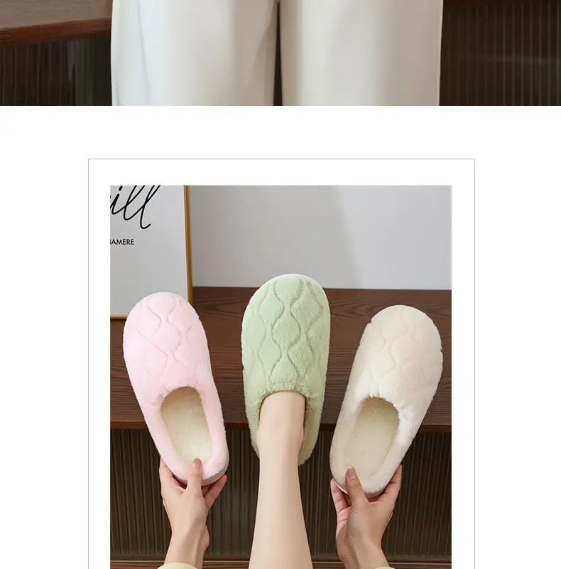 Autumn Winter Men's Furry Plush Slippers Pink — feature 19