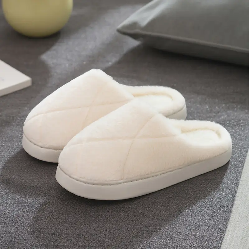 Autumn Winter Men's Furry Plush Slippers Pink