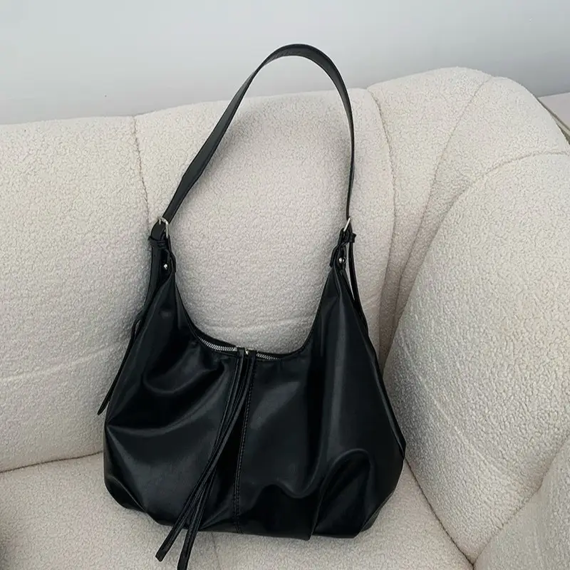 Retro Brown Shoulder Bag for Women Lazy Fashion Korean Style - Image 4