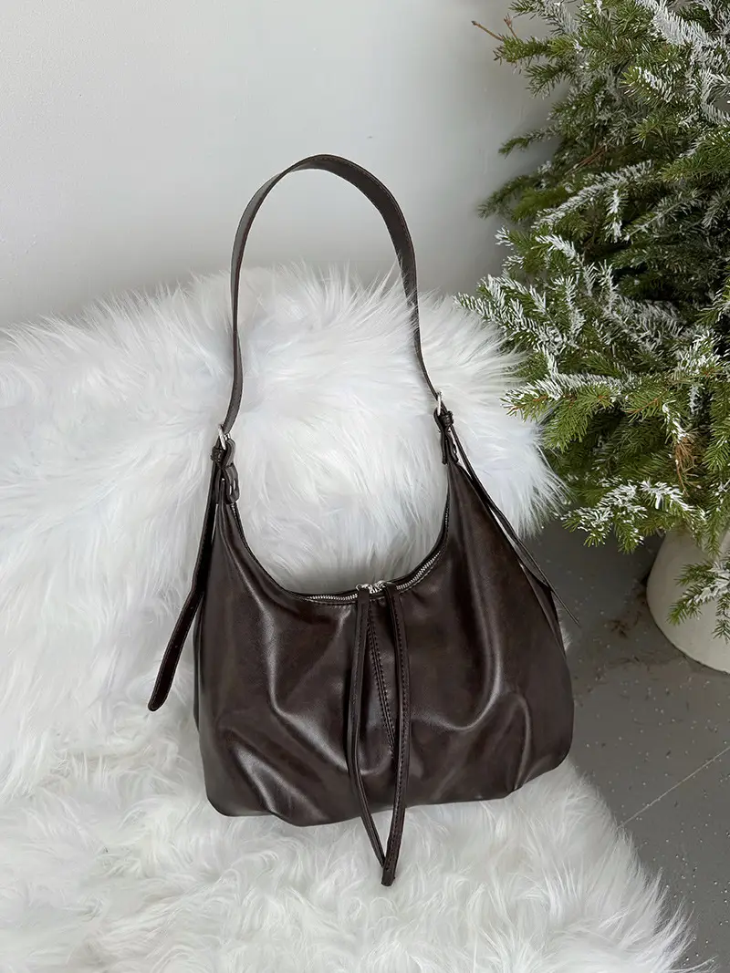 Retro Brown Shoulder Bag for Women Lazy Fashion Korean Style — feature 10