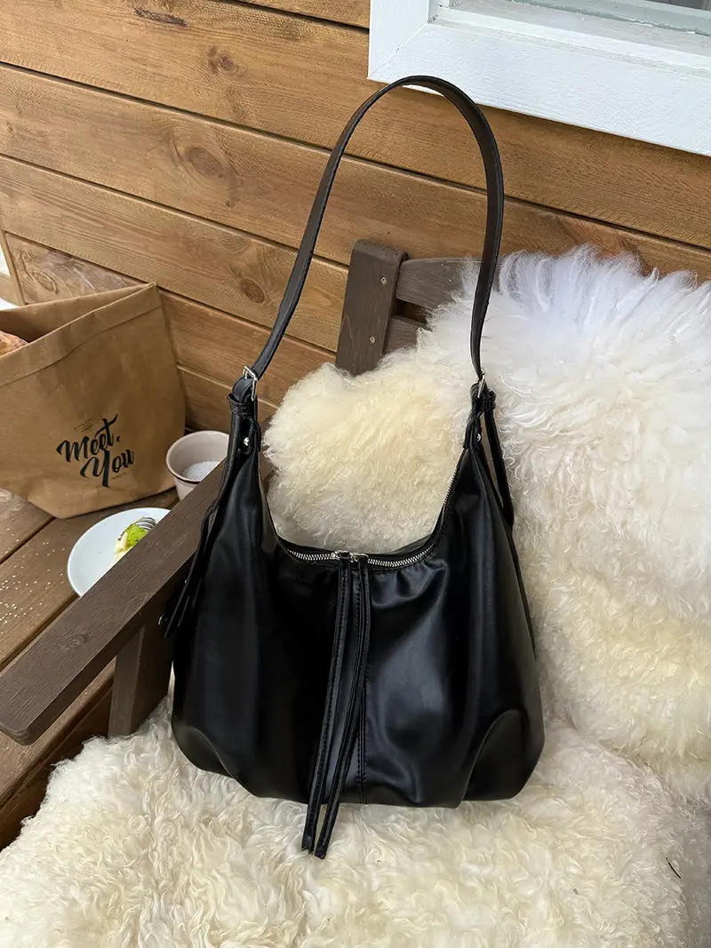 Retro Brown Shoulder Bag for Women Lazy Fashion Korean Style — feature 12