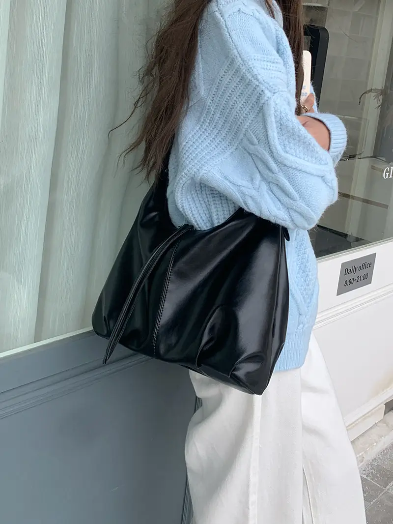 Retro Brown Shoulder Bag for Women Lazy Fashion Korean Style — feature 15