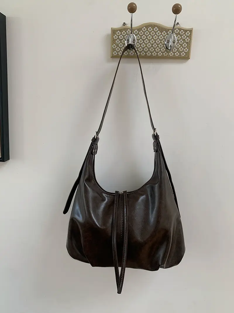 Retro Brown Shoulder Bag for Women Lazy Fashion Korean Style — feature 2
