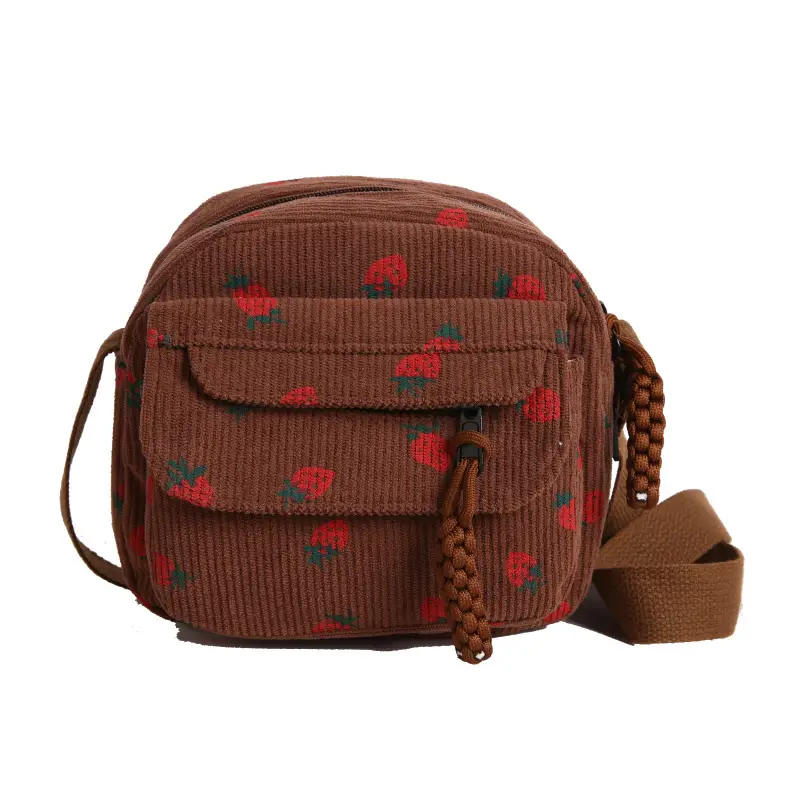 Retro Corduroy Crossbody Bag Pink Red Flowers 2025 - Image 9