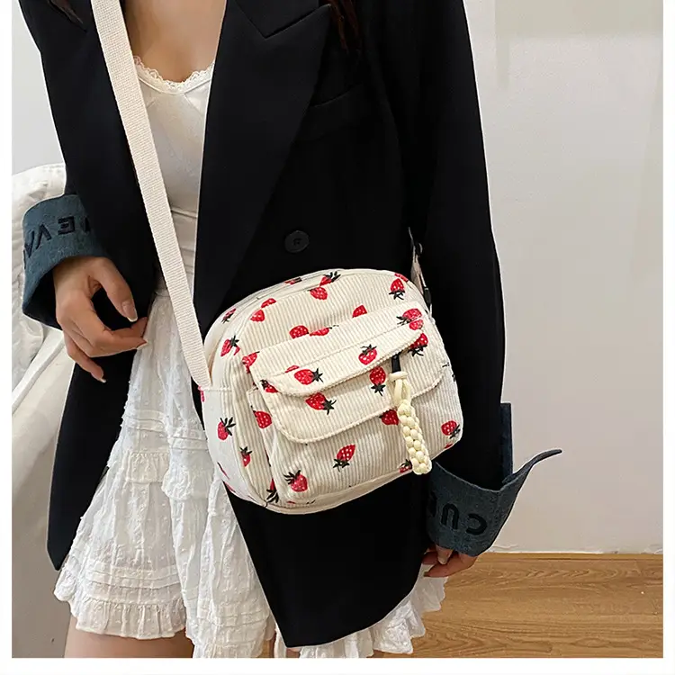 Retro Corduroy Crossbody Bag Pink Red Flowers 2025 — feature 13