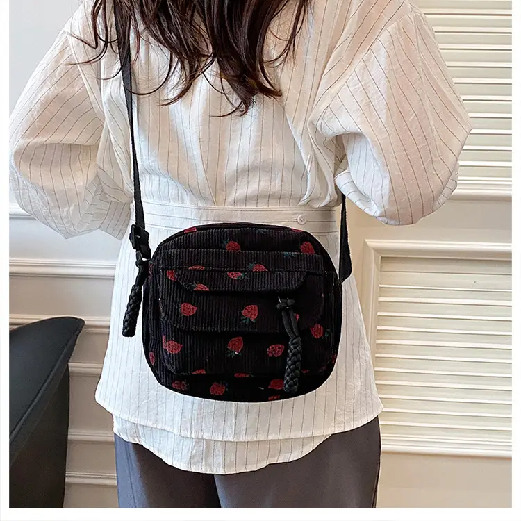 Retro Corduroy Crossbody Bag Pink Red Flowers 2025 — feature 16