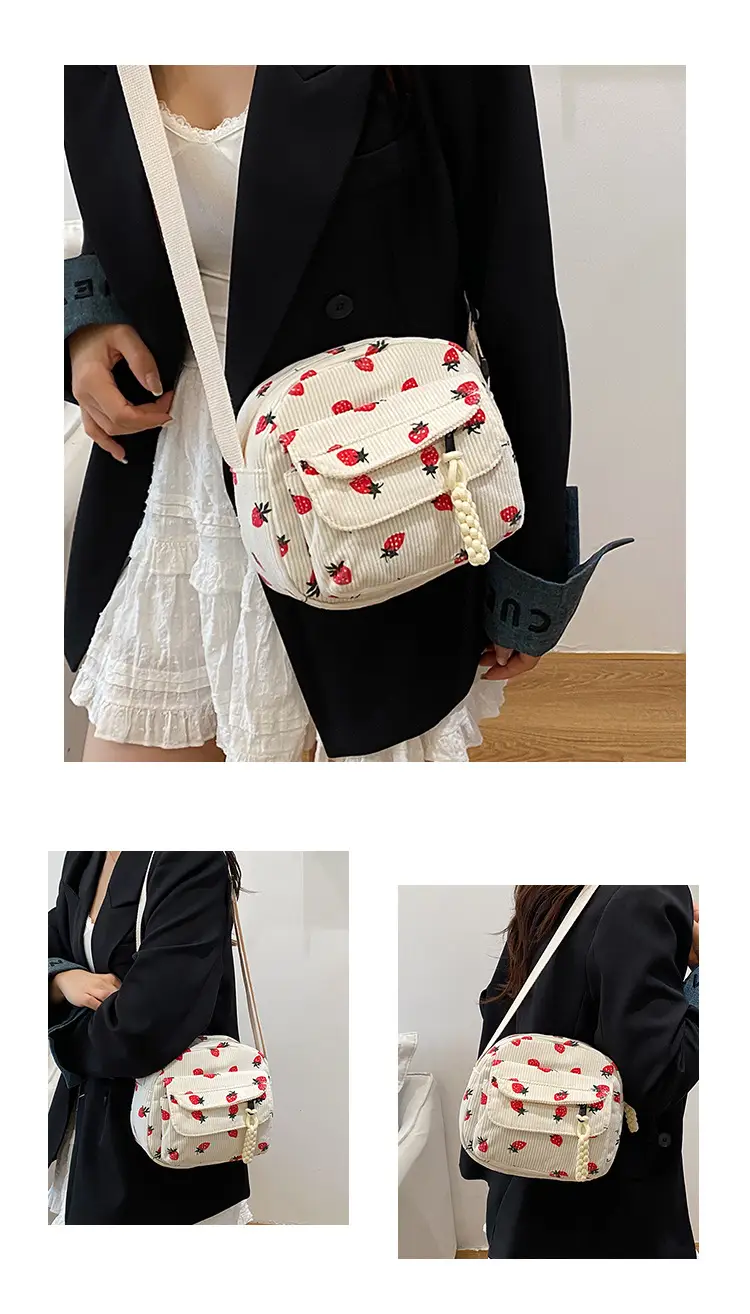 Retro Corduroy Crossbody Bag Pink Red Flowers 2025 — feature 17