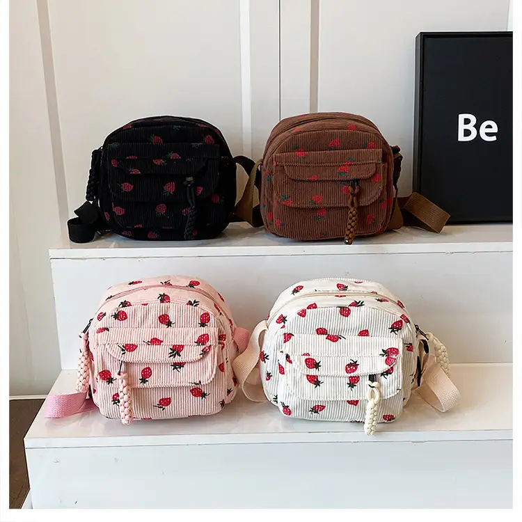 Retro Corduroy Crossbody Bag Pink Red Flowers 2025 — feature 21