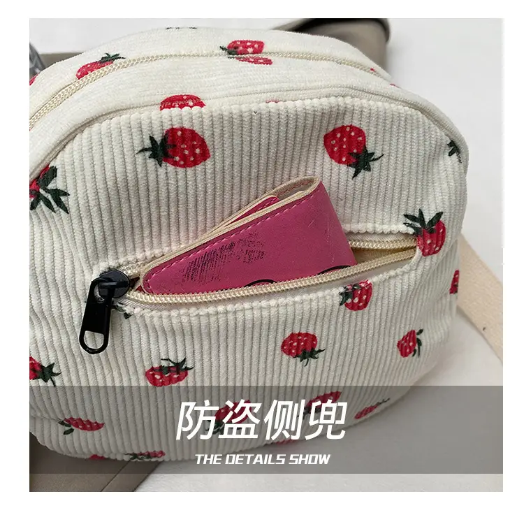 Retro Corduroy Crossbody Bag Pink Red Flowers 2025 — feature 5