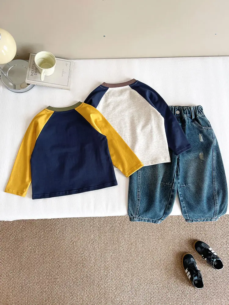 Nausicaa Raglan Sleeve T-Shirt for Boys Blue Yellow - Image 6