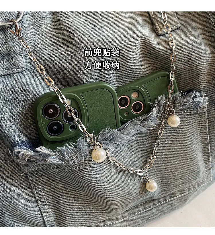 Women Denim Shoulder Bag with Pearl Accents — feature 8