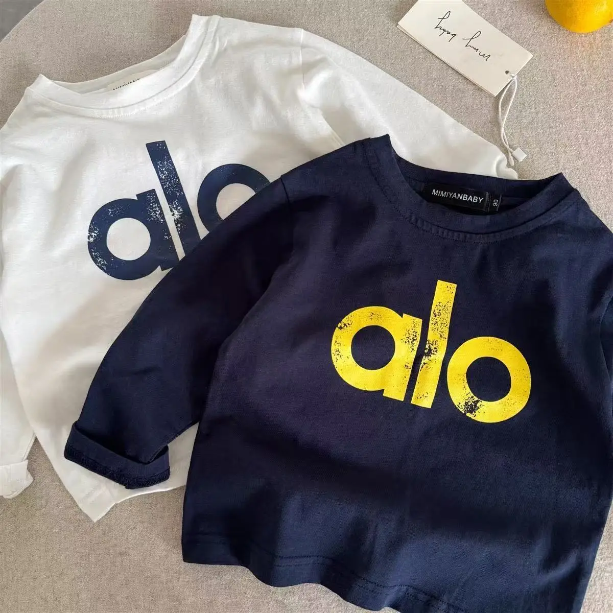 Boys Long Sleeve T-Shirt Navy Yellow "alo" 2025 — feature 2