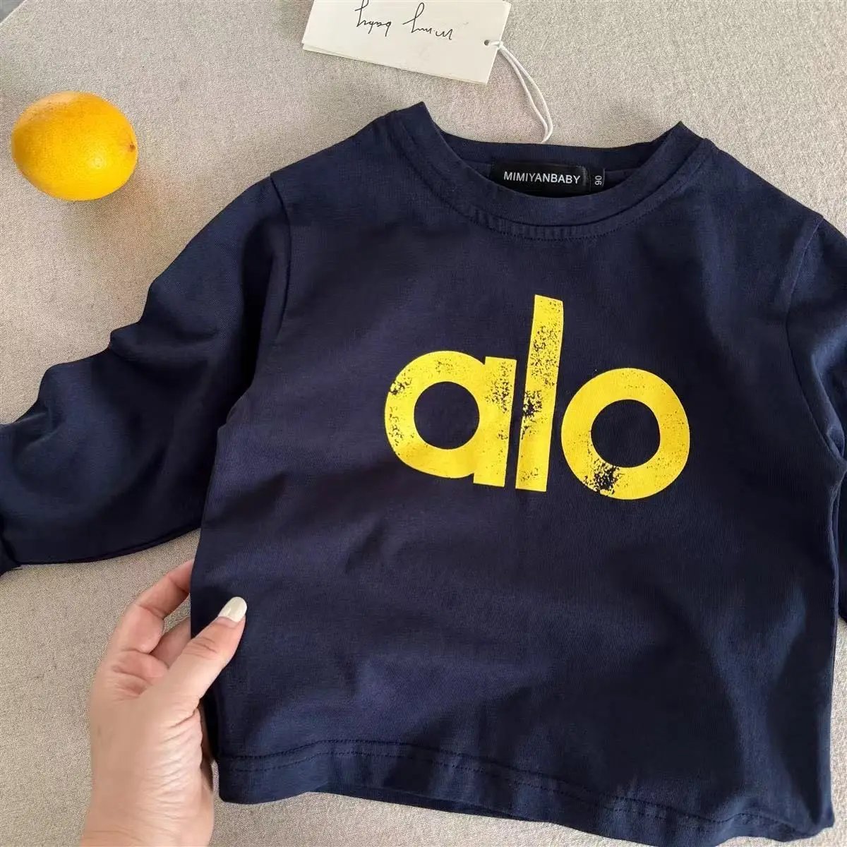Boys Long Sleeve T-Shirt Navy Yellow "alo" 2025 - Image 3