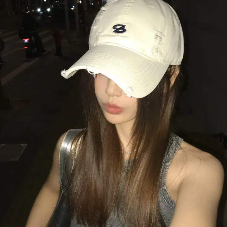 Women Pink Distressed Cap Summer Visor with Embroidery