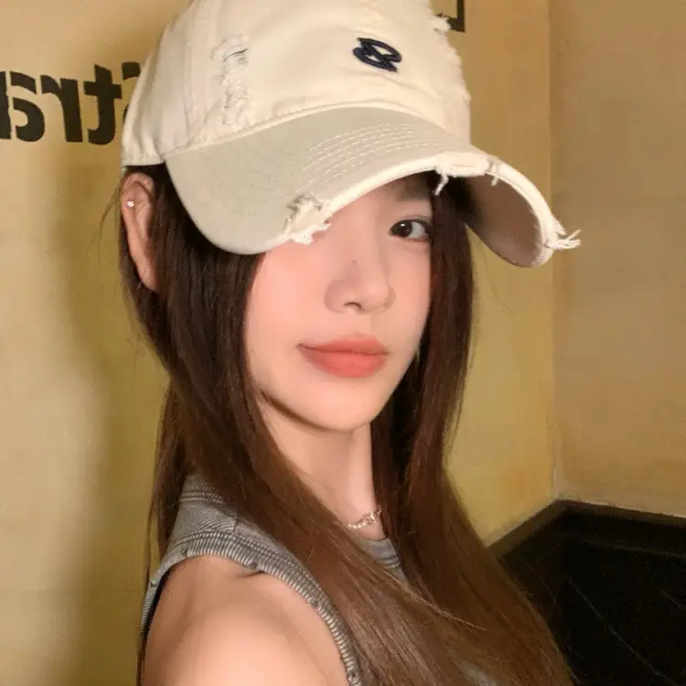 Women Pink Distressed Cap Summer Visor with Embroidery
