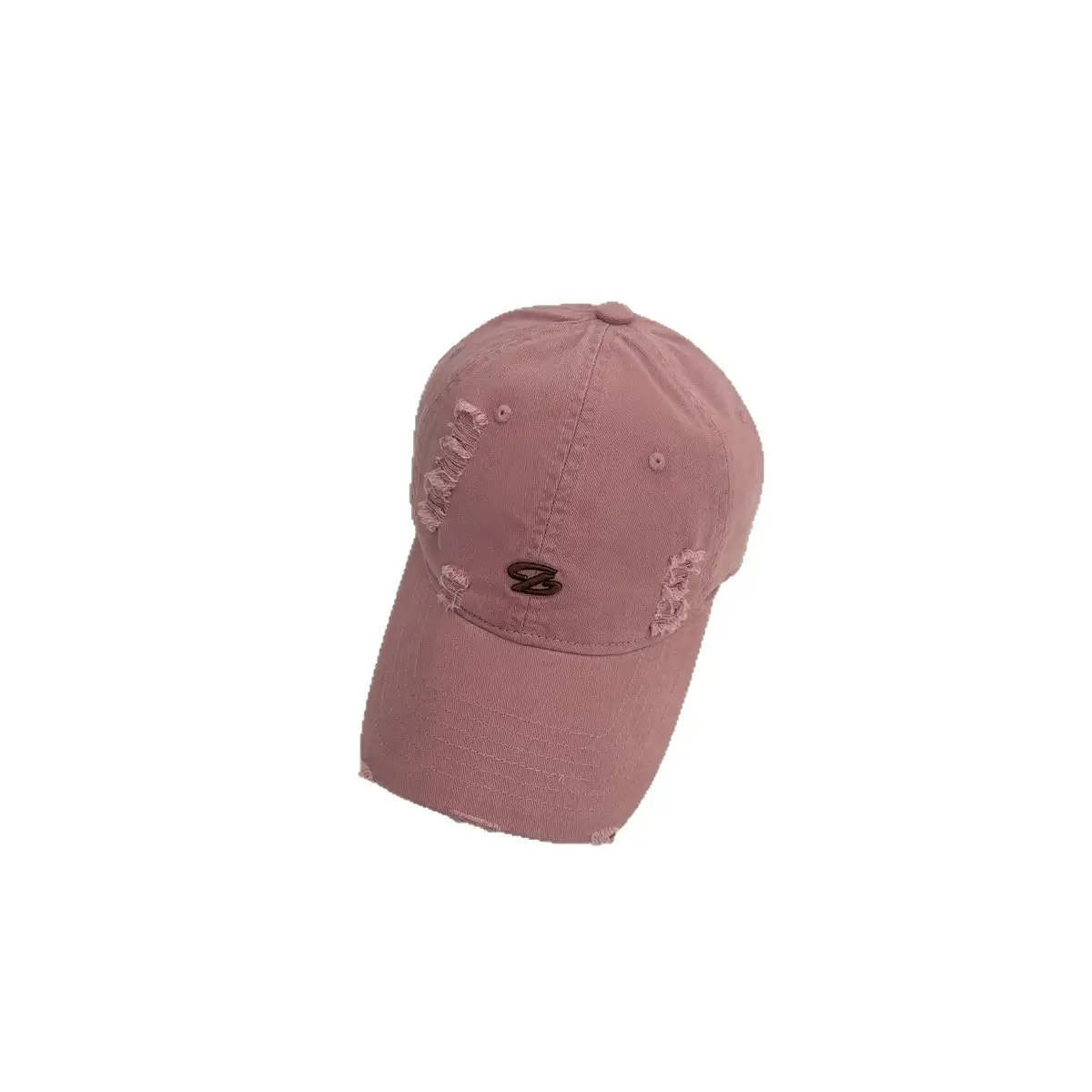 Women Pink Distressed Cap Summer Visor with Embroidery