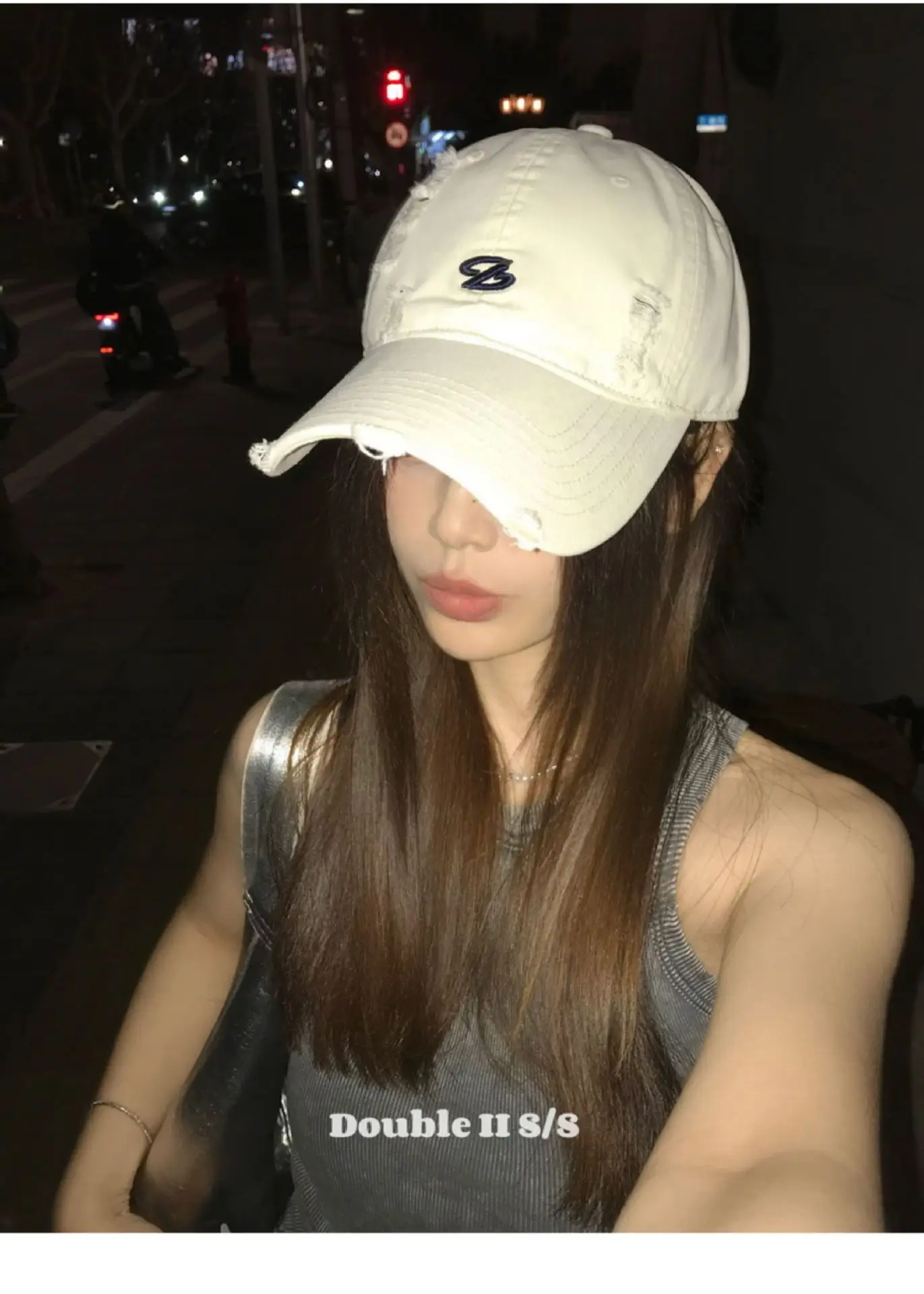 Women Pink Distressed Cap Summer Visor with Embroidery — feature 1