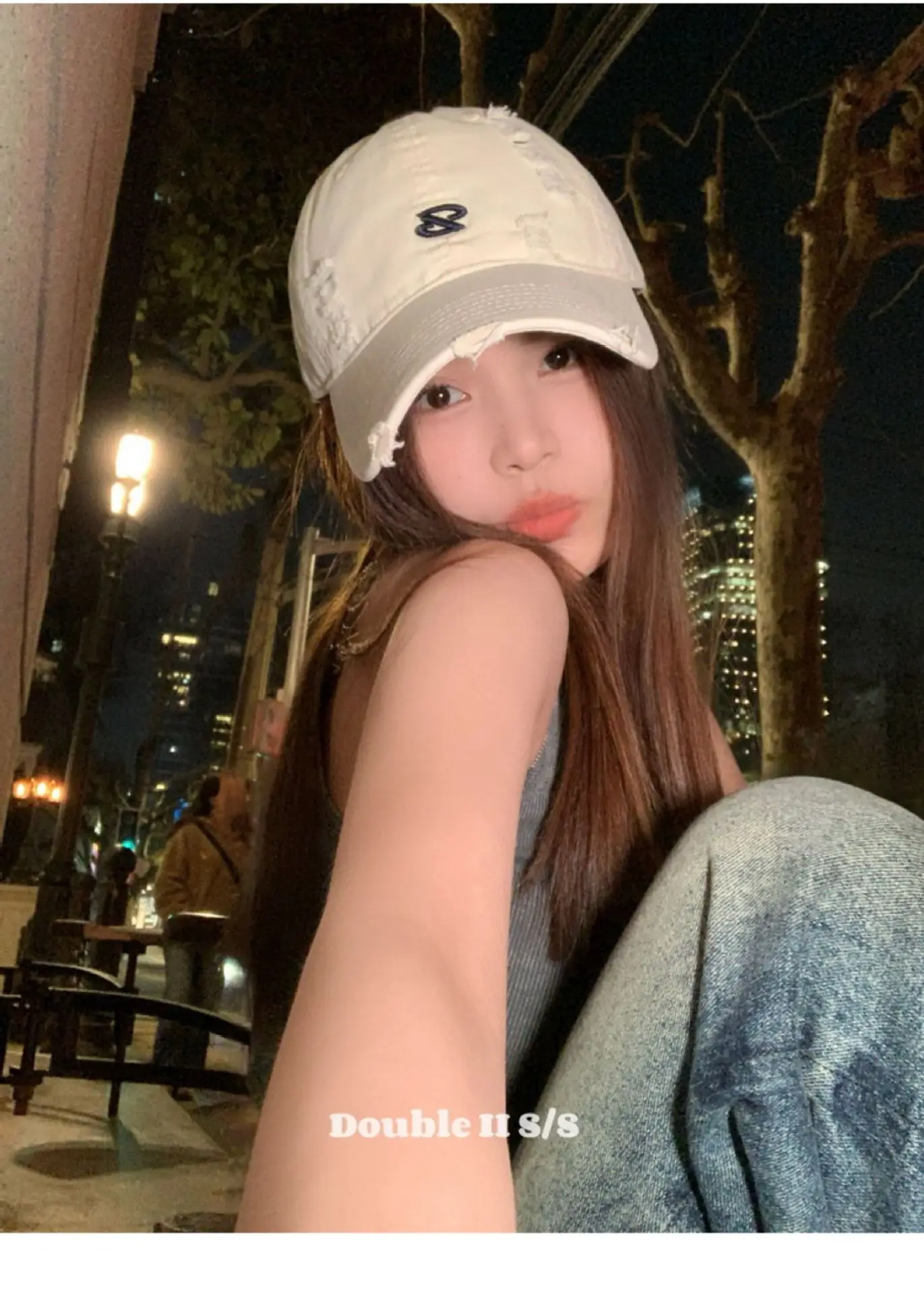 Women Pink Distressed Cap Summer Visor with Embroidery — feature 10