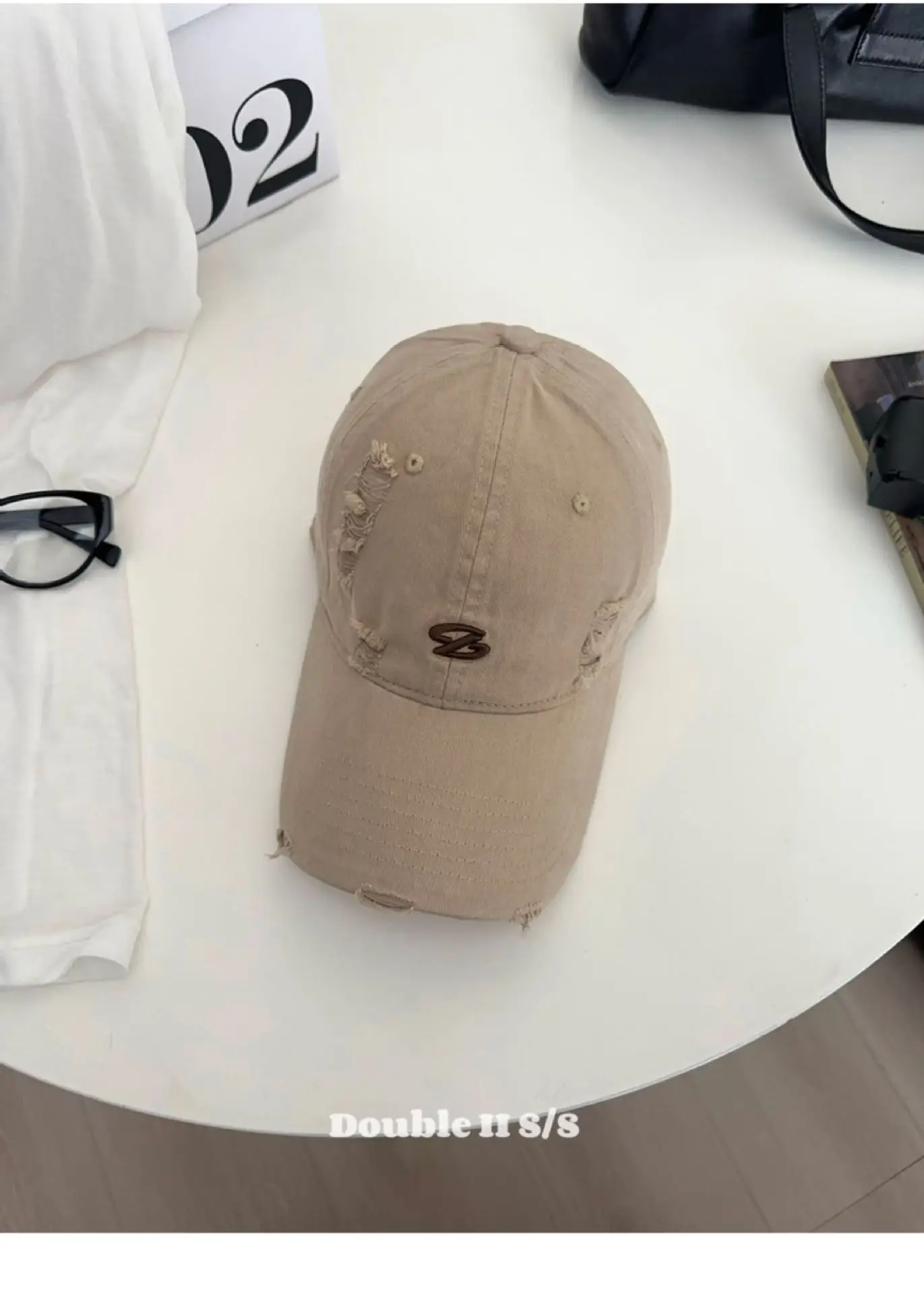 Women Pink Distressed Cap Summer Visor with Embroidery — feature 19