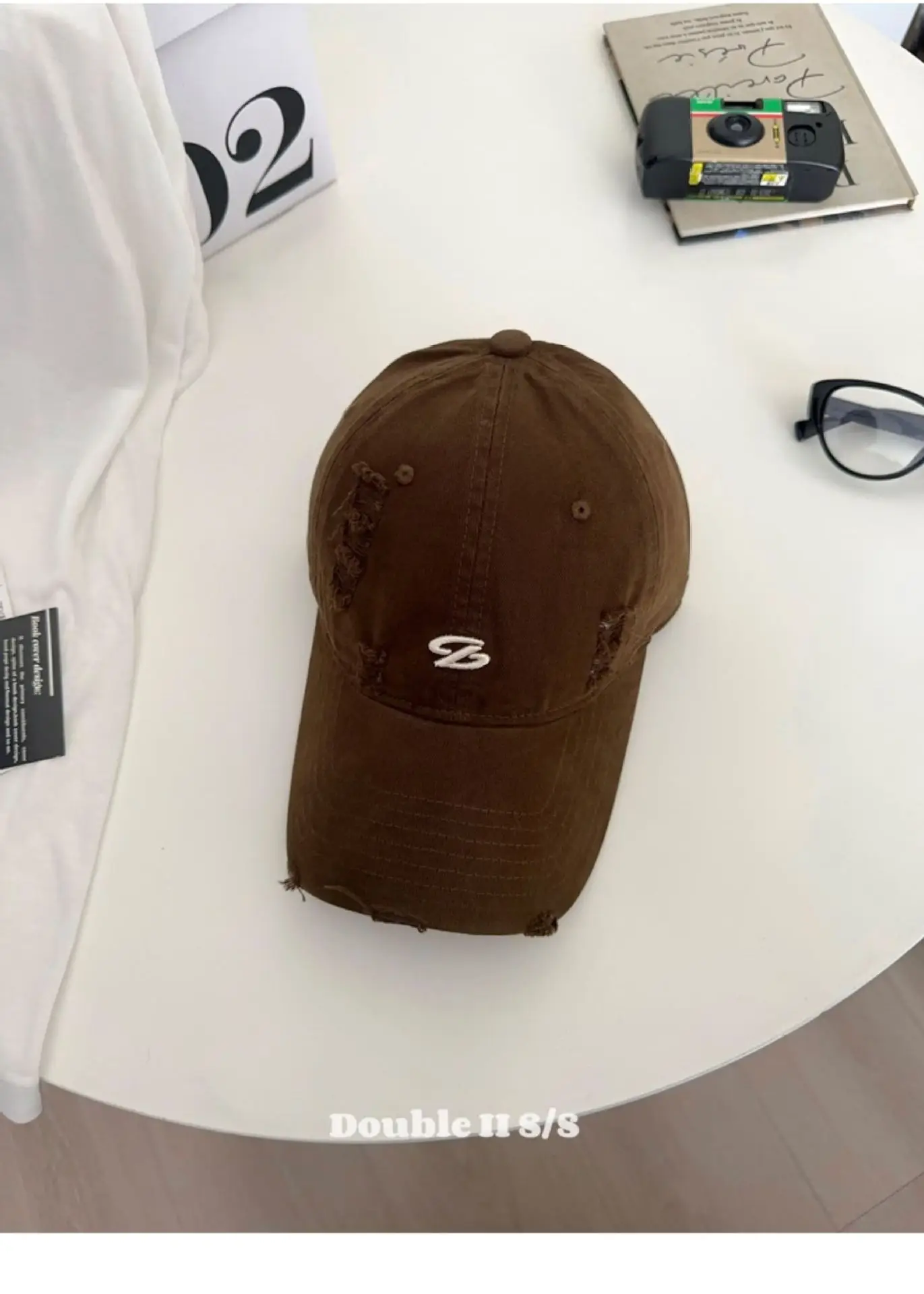 Women Pink Distressed Cap Summer Visor with Embroidery — feature 21