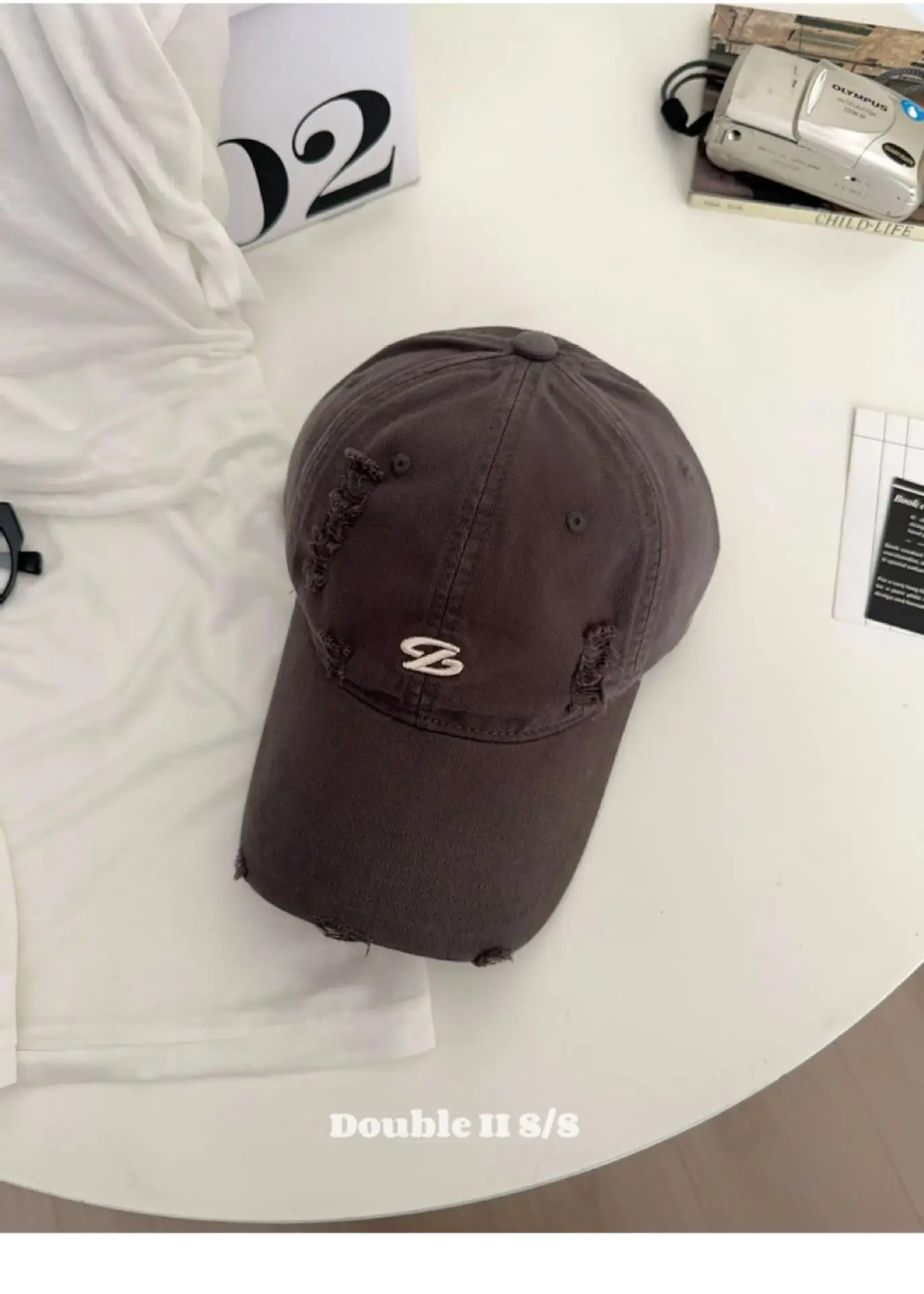Women Pink Distressed Cap Summer Visor with Embroidery — feature 23