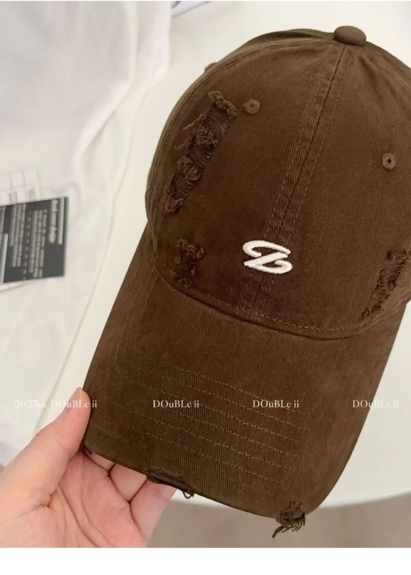 Women Pink Distressed Cap Summer Visor with Embroidery — feature 25