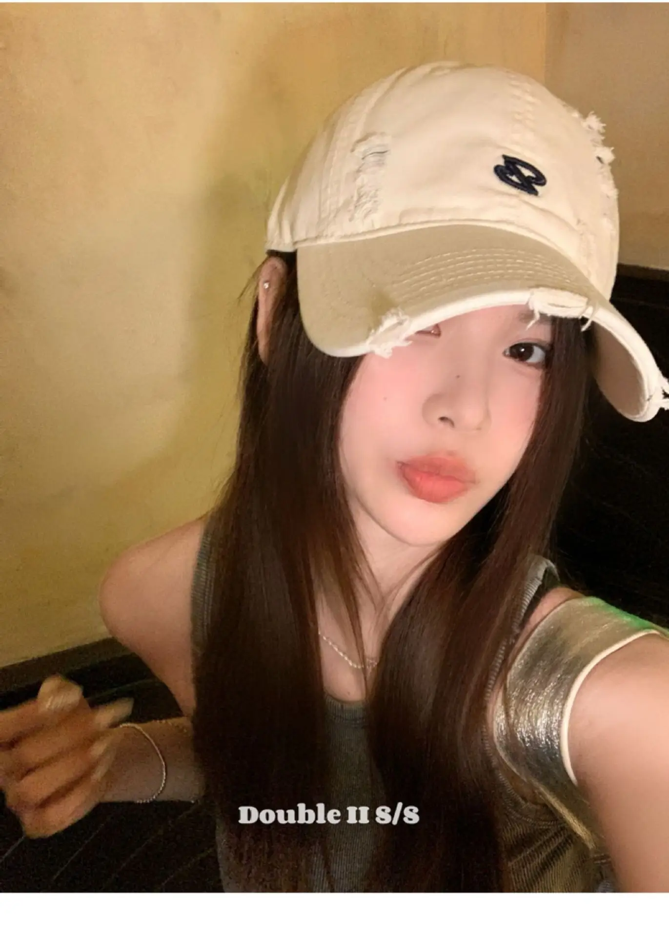 Women Pink Distressed Cap Summer Visor with Embroidery — feature 9