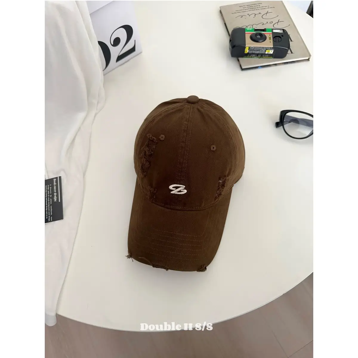 Women Pink Distressed Cap Summer Visor with Embroidery