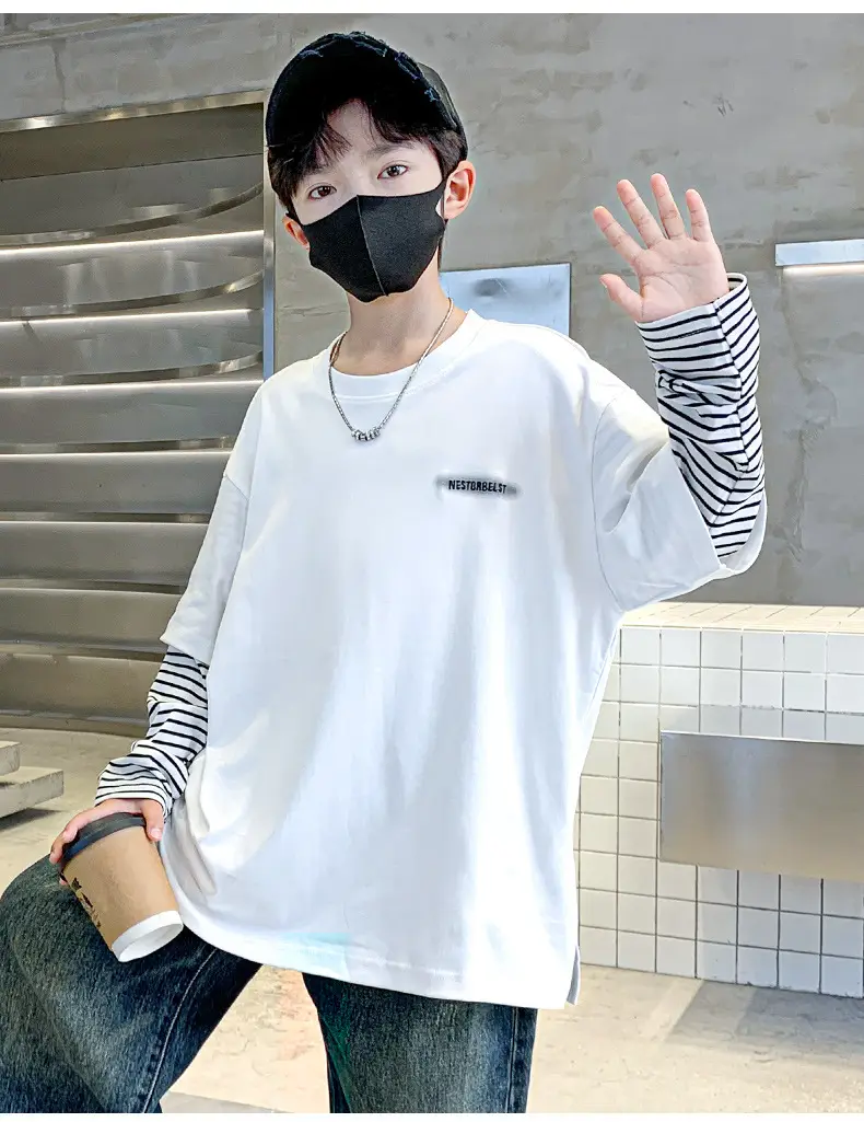 Men's White Long Sleeve T-Shirt with Graphic Print — feature 11