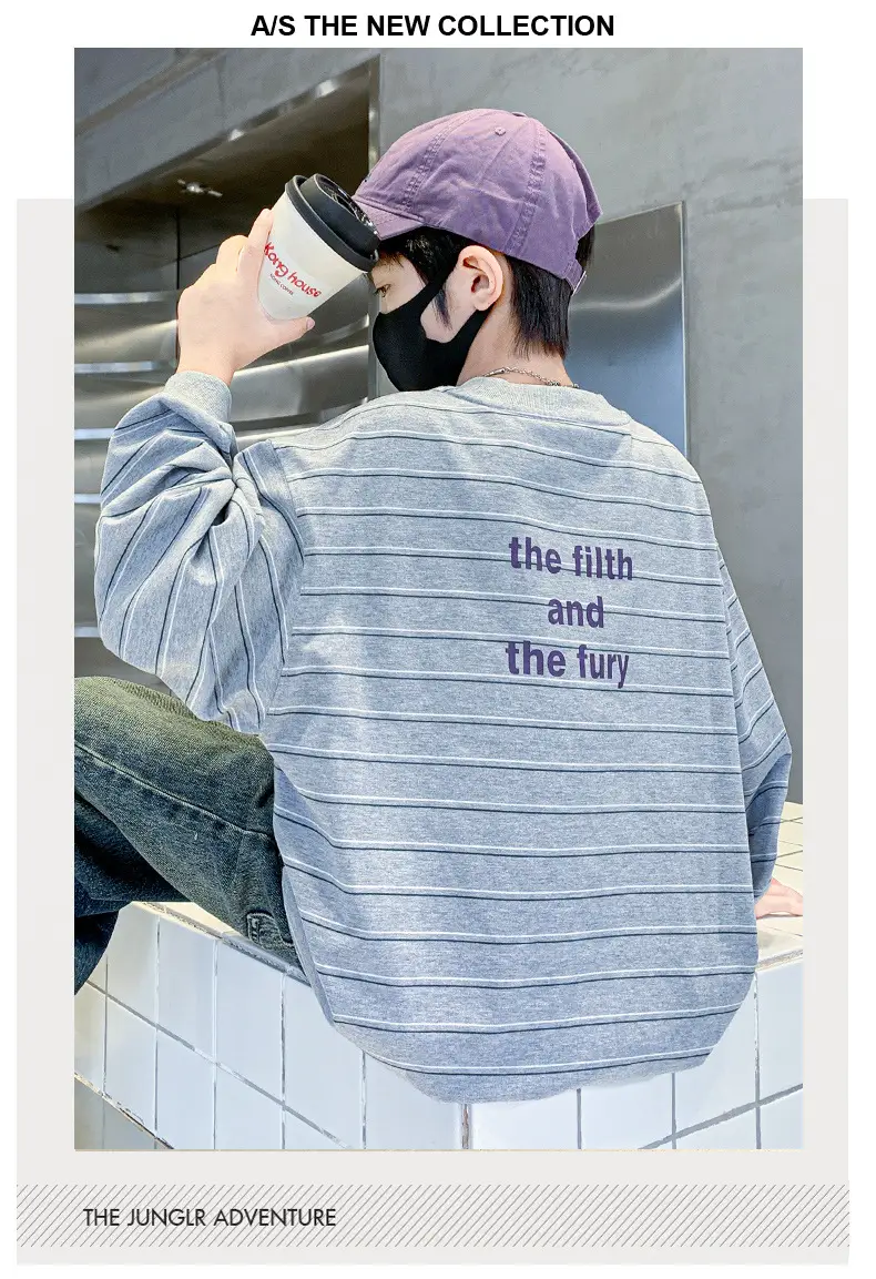 Men's White Long Sleeve T-Shirt with Graphic Print — feature 6